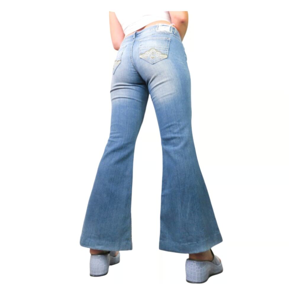 Y2k Almost Famous Flare Leg Jeans Light Wash Low Rise Jeans Ripped Size 1 25"